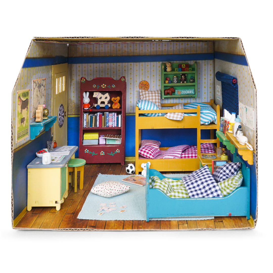 Habitación Miniatura de Cartón - Dormitorio Infantil