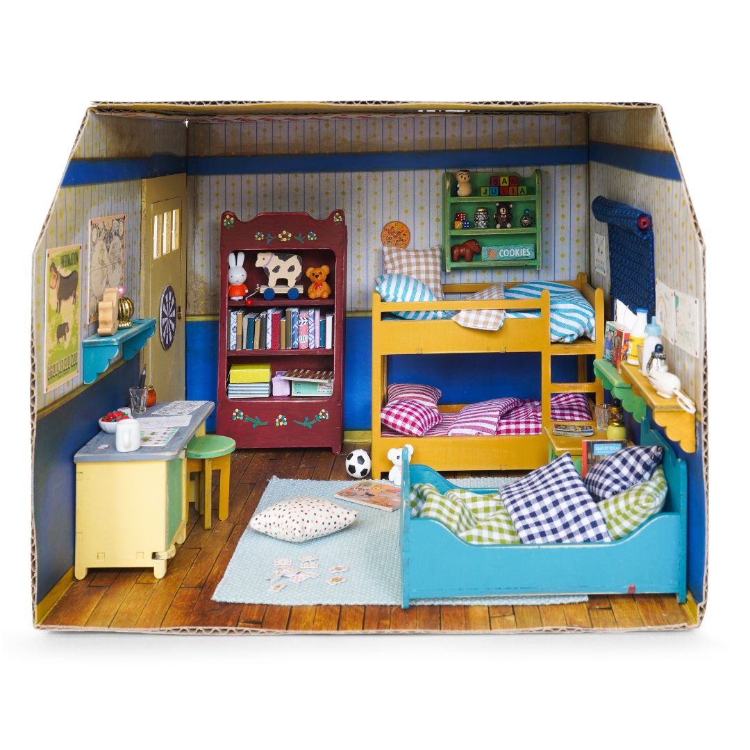 Habitacion Miniatura de Carton Dormitorio Infantil Sam Julia La Casa de los Ratones