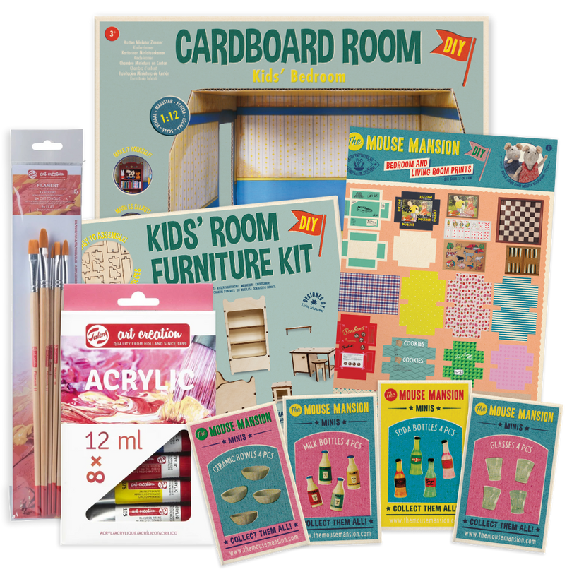 Completo kit de manualidades para crear un mini dormitorio infantil